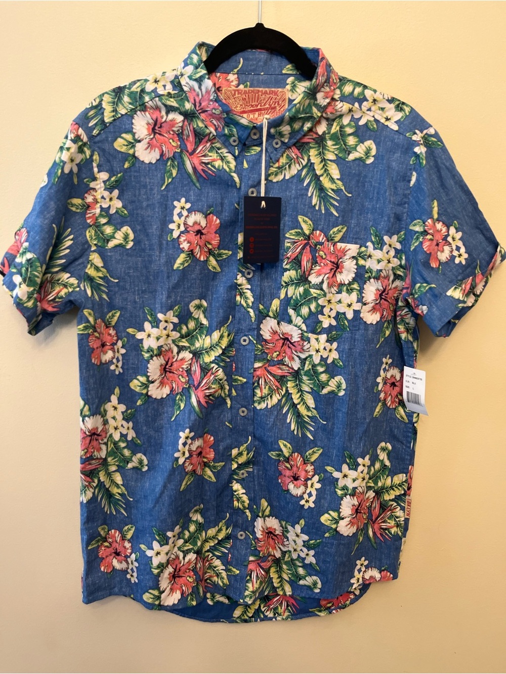 NWT Brooklyn Cloth Floral Print Hawaiian Shirt Short Sleeve Men's Size Large